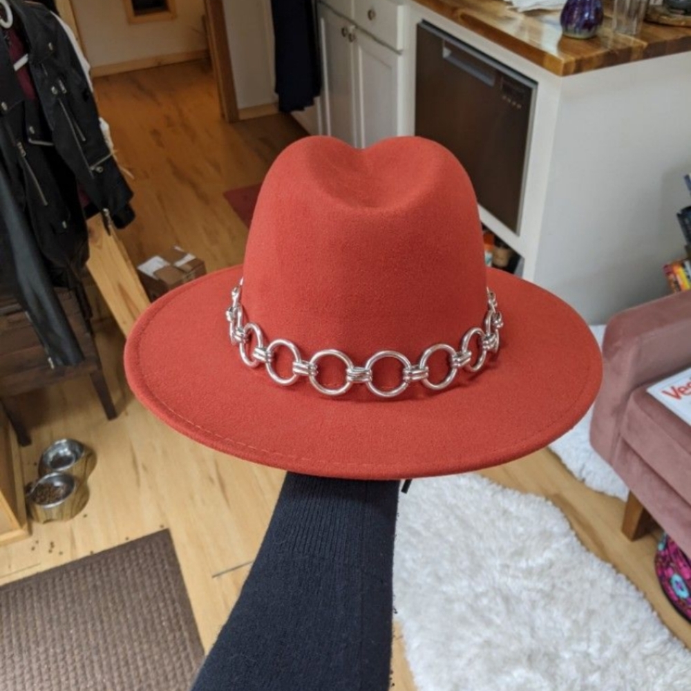 Rust Orange Wide Brim Hat - Brand New